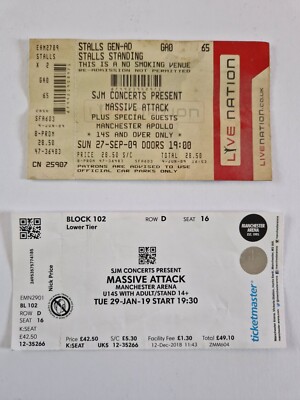 MASSIVE ATTACK - 2 x Concert Tickets - '09 & '19 See Pics