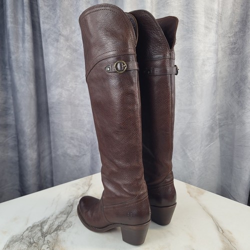 $428 Frye Jane Tall Pebbled Leather Chunky Heel Over Knee Boots Women's 6 B - Picture 6 of 17