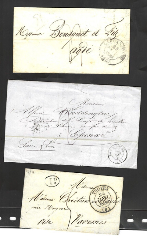 FRANCE-STAMPLESS-FOLDED LETTERS-NICE CANCELS-MANUSCRIPT RATES-AV -F-#10