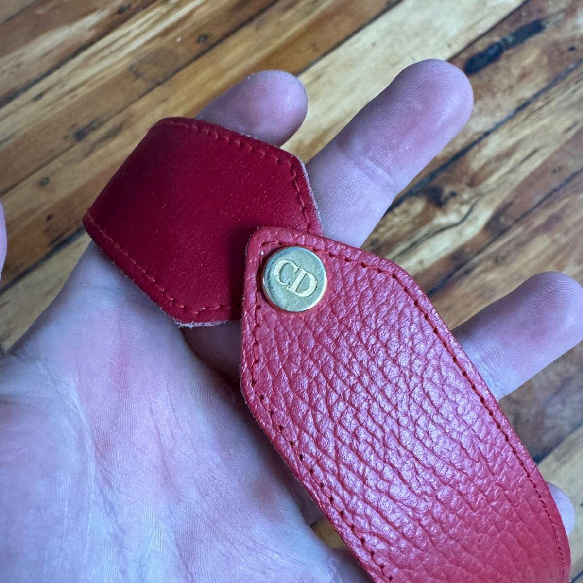 Vintage 1980's Christian Dior Red Leather Buckle Detailed
