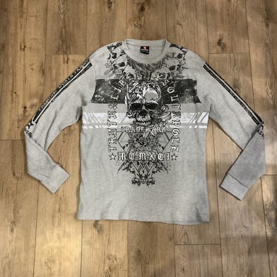 トップス Y2K archive beige Skull Waffle Sleeve Vintage Y2K Southpole Skull Waffle Long Sleeve Shirt Size