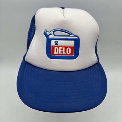 VINTAGE DELO Hat Mesh Trucker Cap CHEVRON Adjustable Snapback Logo Spell Out
