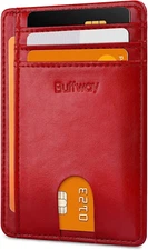 Buffway Slim Minimalist Front Pocket RFID Blocking Leather Wallets for Men Women