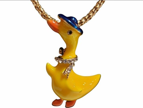 Betsey Johndon Enamel Duck Necklace Brooch Pin New - Picture 7 of 11