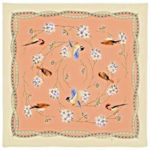 Foulard russe en soie - Carré en soie pure - Foulard en soie Motif Oiseaux