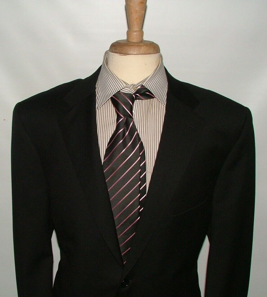 NEW WOT CANALI BLAZER SIZE 48 R 58 100percent WOOL MADE IN ITALY BLACK SOLID #460 image 2