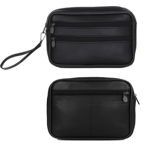 Bolso de muñeca para hombre bolso de mano bolso bandolera cuero de vaca auténtico  - Imagen 7 de 8