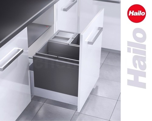 Pattumiera da incasso Hailo Triple XL 54 per armadi anni 60 con estratto frontale - Foto 2 di 7