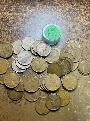 1920 (P) LINCOLN WHEAT CENT PENNY ROLL, all coins fine grade