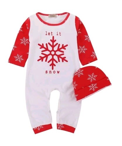 New CATPAPA "Let It Snow" Christmas Unisex Baby Romper 3-6 Month Size 80 - Picture 5 of 15