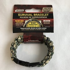 Survival Bracelet Medium 550 Paracord Nylon 110 lbs Safe Working Load Green Tan