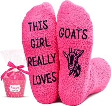 HAPPYPOP Fuzzy Goat Gifts for Women Girls - Lovers Gifts Crazy Socks for Teens,