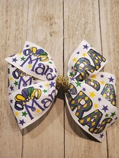 Mardi Gras Hair Bow Mardi Gras Bow Fat Tuesday Bow Glitter