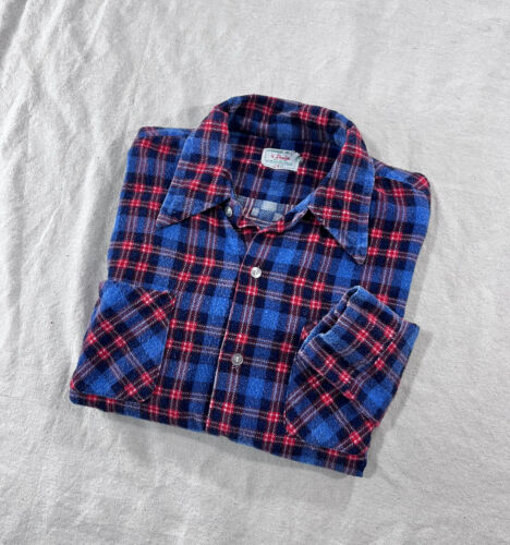 VTG 70s DONLIN Print Flannel Shirt 100% Cotton Permanent Press Lightweight M USA - Afbeelding 1 van 7
