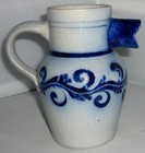 VINTAGE RETRO SALT GLAZE BLUE MILK CREAM SAUCE CIDER BEER WATER JUG PITCHER