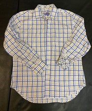 Robert Graham Men  s XL Plaid Button Up Flip Cuff Floral Long Sleeve Shirt