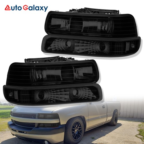 Pair Headlights For 1999-02 Chevrolet Silverado 2000-06 Suburban 1500 2500 Tahoe - Picture 1 of 11