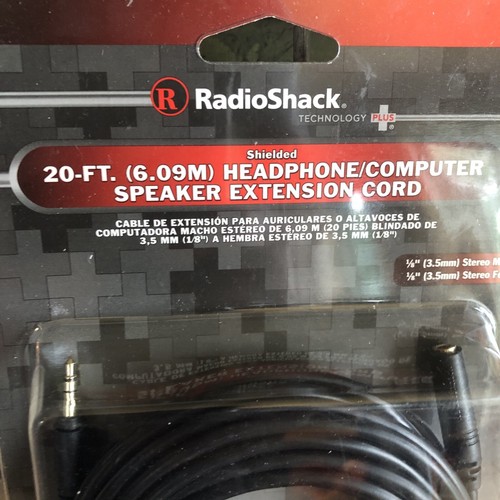 Radio Shack 20 pies Auriculares Computadora Altavoz Cable de Extensión Nuevo 42-2562 1/8” - Imagen 2 de 7