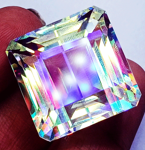 Square Shape Mystic Quartz Rainbow Color 79.85 Ct Loose Gemstone Certified - Picture 4 of 6