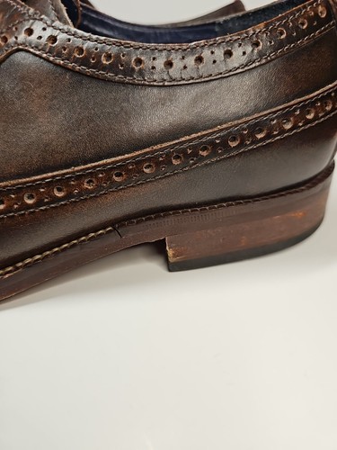 Cole Haan Mens Wingtip Dark Brown Leather Dress Shoes C24363 - Picture 5 of 19