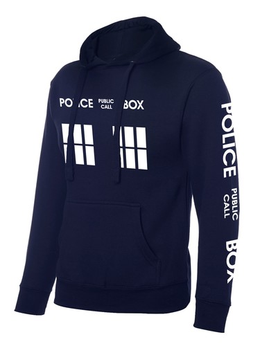 Inspired Doctor Police Box Who Hoodie Dr in Adult size Hooded Top - Navy Blue - Bild 1 von 2
