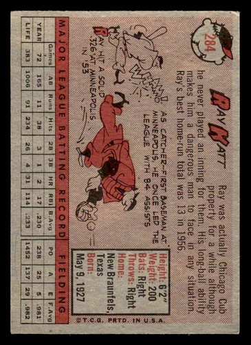 1958 Topps #284 Ray Katt vgex - Picture 2 of 2