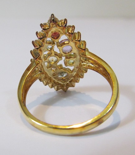 Ross Simons Multi Color Gemstones Sheild Ring size 10 Sterling Silver Gold Plate - Picture 7 of 12