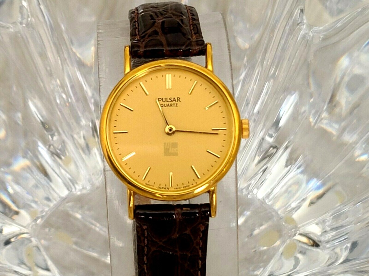 Vintage pulsar womens watch V810-0270 brown leather band  display picture 2