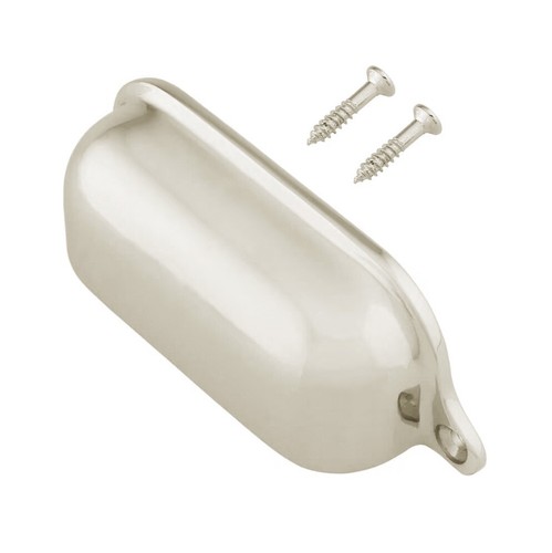 New Traditional Solid-Brass Cup Pulls, 3 1/2" C-to-C, Satin Nickel (Farm/Bin) - Picture 2 of 2