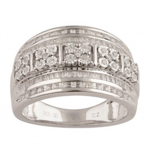 Mens and Womens 14K White Gold Finish Diamonds Size 7 Ring - Picture 2 of 15