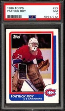 1986 TOPPS NHL Hockey #53 Patrick Roy HOF Rookie PSA 7 NM Montreal Canadiens RC