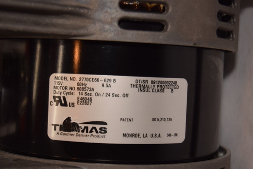 THOMAS 2770CE66-629B 115V 60Hz 9.5A Vacuum Pump - Picture 5 of 5