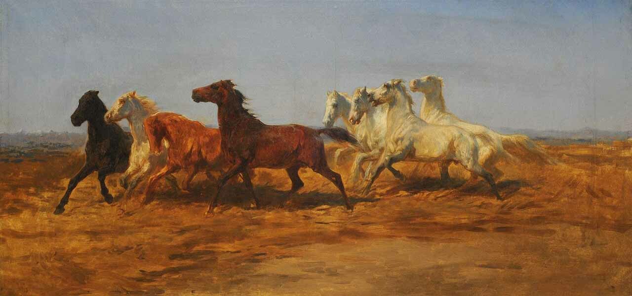 high quality oil painting 100% handpainted on canvas " horses "