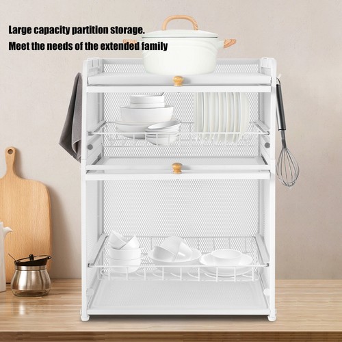Kitchen Dish Drying Rack 3-Tier Cutlery Holder Drainer Organizer with Lid Cover - Picture 5 of 17