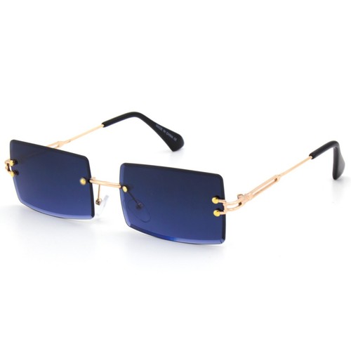 Mens Vintage Retro Rectangle Gradient Polarized Tint Rimless Sunglasses UV400 - Picture 5 of 14