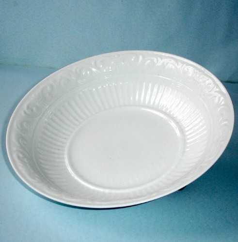 Gorham Bavaro Serving Bowl White 9.5" Embossed Scroll & Rib Motif New No Box - Picture 2 of 4