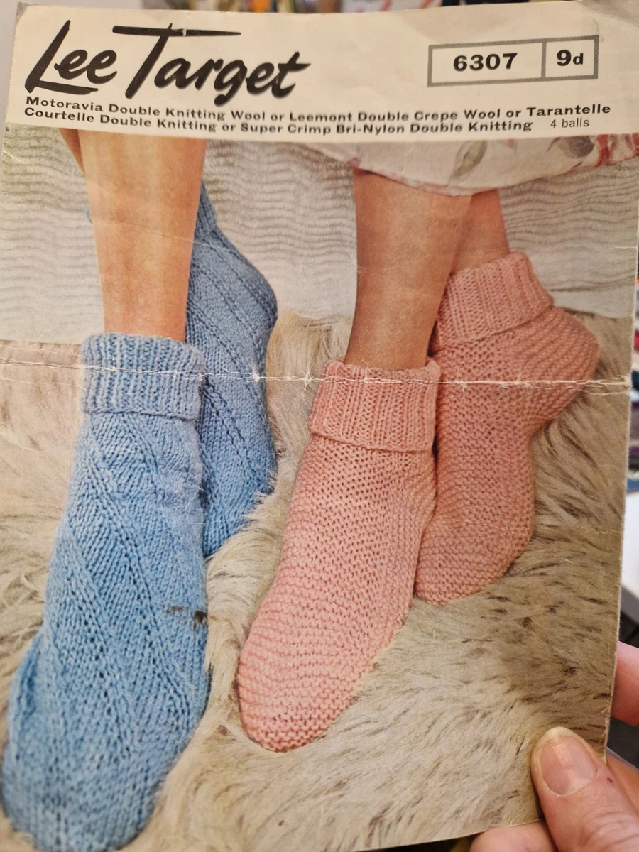 Copia Lee Target 6307 Calcetines/Zapatillas Patrón Tejido Sábana Rosa y Azul