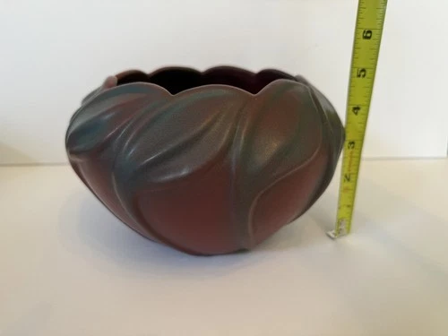Van Briggle Philodendron Leaf mulberry glaze Vase Vintage