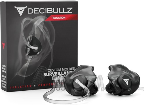 Decibullz Custom Molded Security Radio Surveillance Earpiece Set, Black - Picture 1 of 8