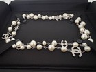 NWT CHANEL Authentic Pearly Silver Classic 5 CC Logo Necklace in box — photo 3