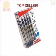 Pentel® R.S.V.P.® Ballpoint Pens, Medium Point, 1.0 mm, Clear Barrel, Blue Ink, 