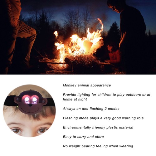 Animal Headlight Kids Headlamps 2 Lighting Modes Monkey LED Head Flashligh - Picture 18 of 22