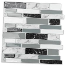 10-Sheet Peel and Stick Kitchen Backsplash 12" x 12" 10 Sheets Gray Marble