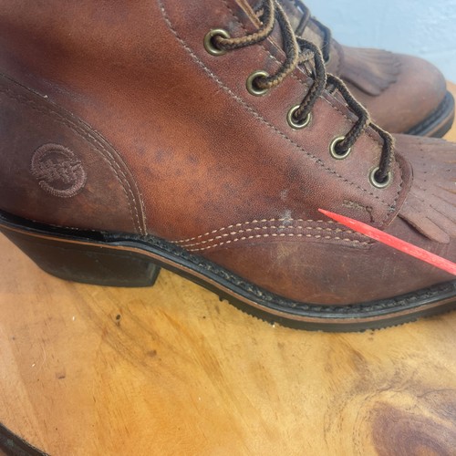 Double H Stiefel Damen 8,5 braun Leder Schnürung Western Schnürung Kiltie Farm Rodeo - Bild 7 von 18