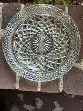 Vintage Lead Crystal Cut Clear Glass Cigar Cigarette Ashtray Large 8.5” Heavy