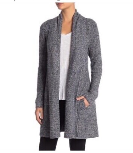 Cardigan donna Barefoot Dreams grande grigio cozychic leggero Montecito linea lunga - Foto 2 di 13