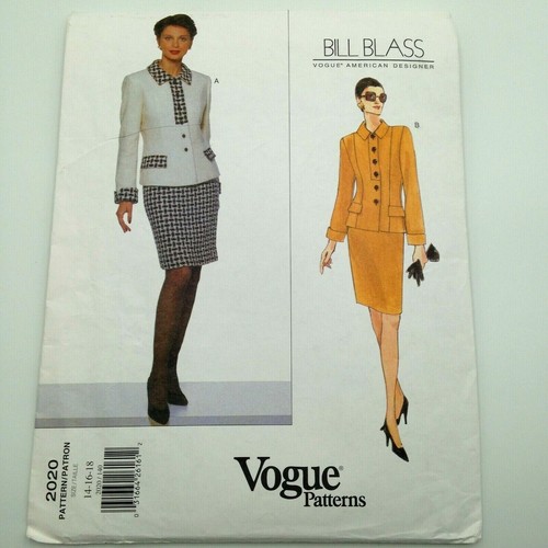 Bill Blass Vogue Patterns 2020 Uncut Misses Anzug Jacke Rock Gr. 14-18 Vintage - Bild 1 von 5