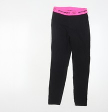 DKNY Women Black Sport Leggings XS Elastic Waist