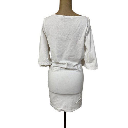 Mini Vestido IRO Palermo Blanco Algodón Tejido Elastizado Cuello Reunido Manga Corta Pequeño - Imagen 9 de 9
