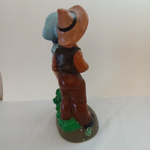 Vtg Ceramic Enamel Boy And Girl Figurine Wind Blowing Skirt 10" Signed 1978 - Picture 10 of 12
